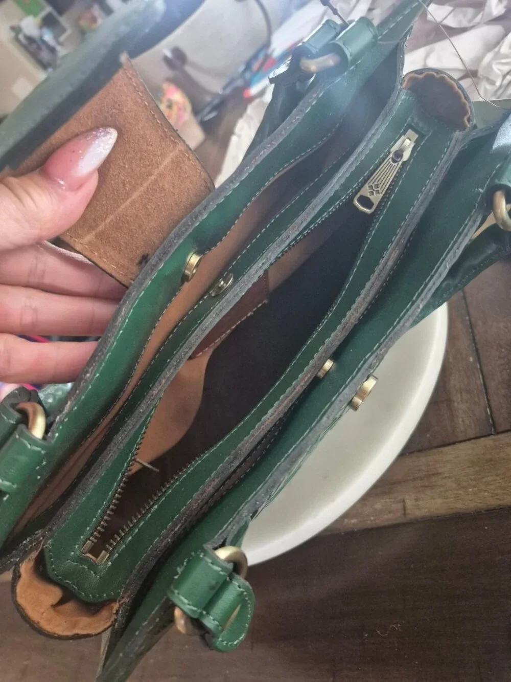 Patricia Nash Rienzo Soft Green Embossed Leather Handbag